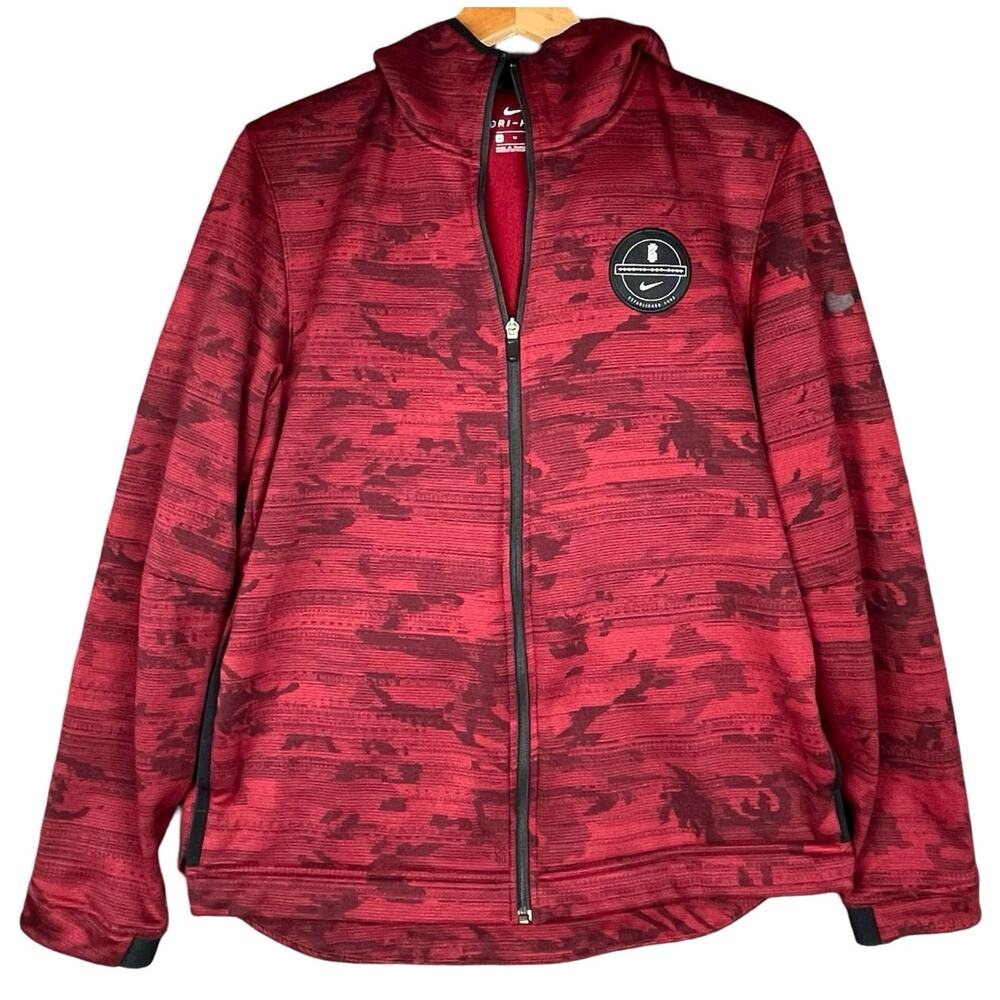 NIKEβ Kyrie Irving XL Dry Fit Zip Up Hoodie Red Black Logo Basketball Mavericks